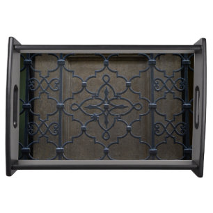 wrought iron grid vintage architectural metal deta serving tray