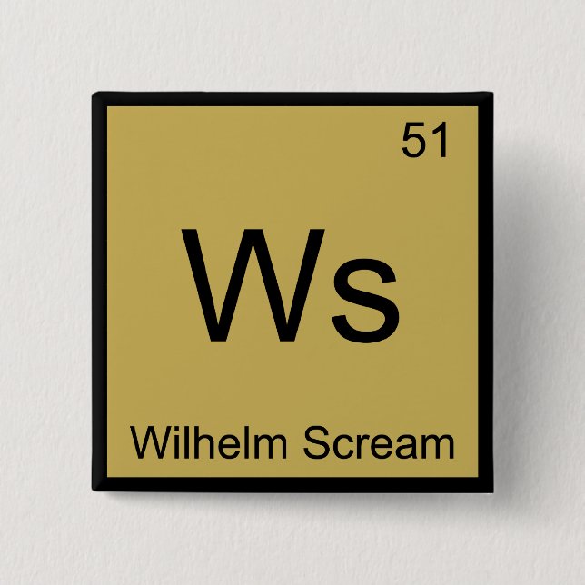 Ws - Wilhelm Scream Chemistry Element Symbol Tee Pinback Button (Front)