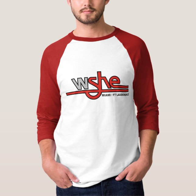WSHE Miami / Ft. Lauderdale Men's Raglan Jersey T-Shirt (Front)