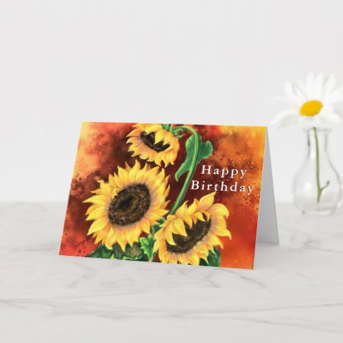 Wstercolor Sunflower Birthday Card