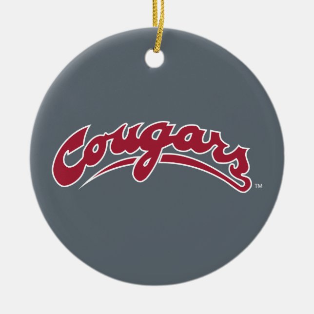 WSU Cougars Logo Ceramic Ornament (Front)