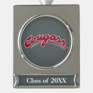 WSU Cougars Logo Silver Plated Banner Ornament