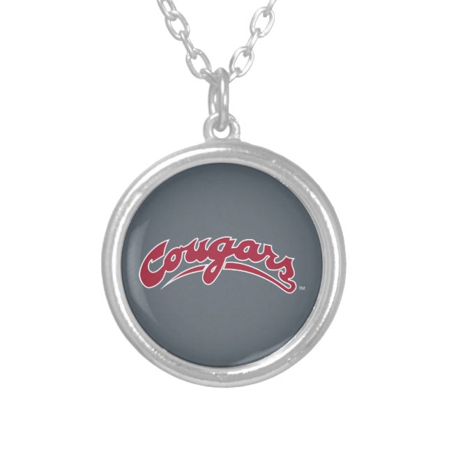 WSU Cougars Logo Silver Plated Necklace (Front)