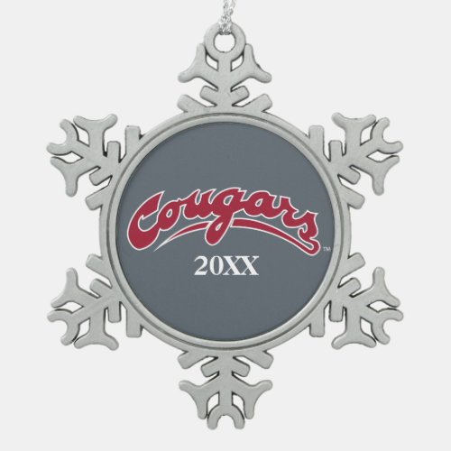 WSU Cougars Logo Snowflake Pewter Christmas Ornament