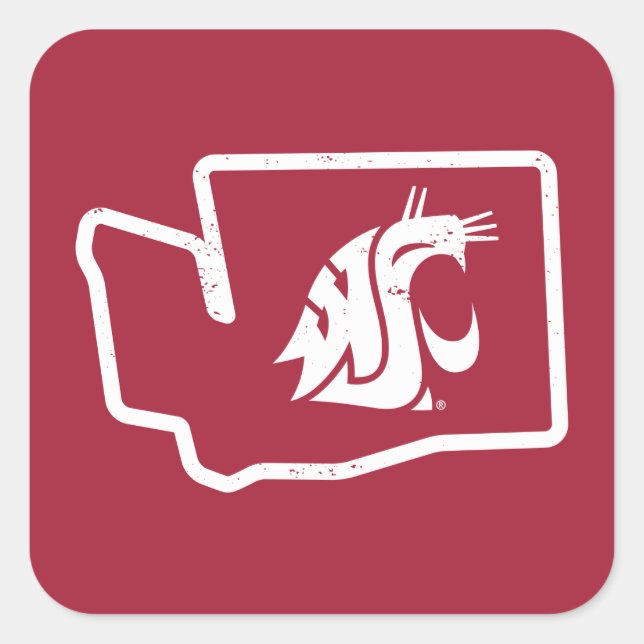 WSU Cougars | Vintage Washington State Square Sticker (Front)