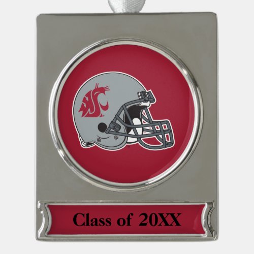 WSU Helmet Silver Plated Banner Ornament