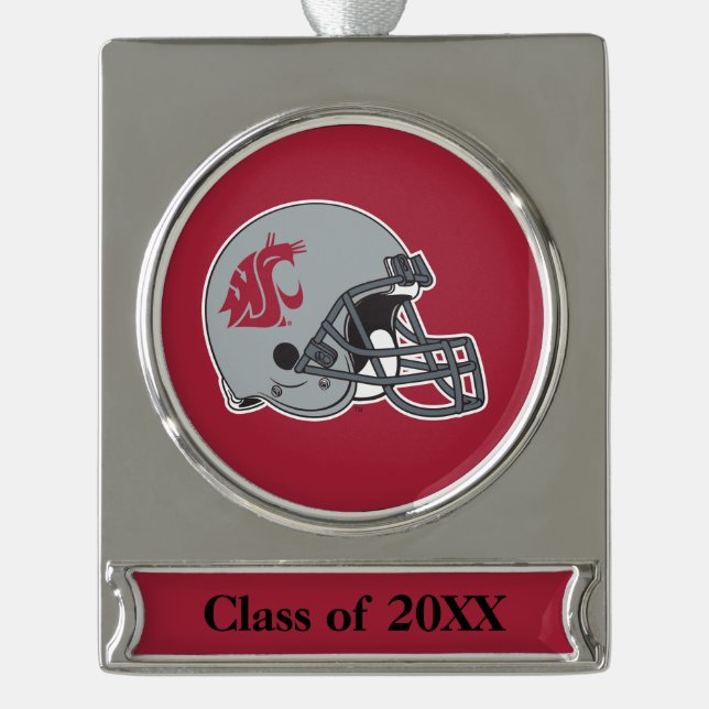 WSU Helmet Silver Plated Banner Ornament (Front)