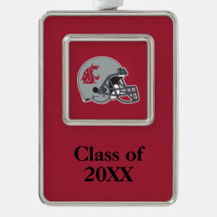 WSU Helmet Silver Plated Framed Ornament