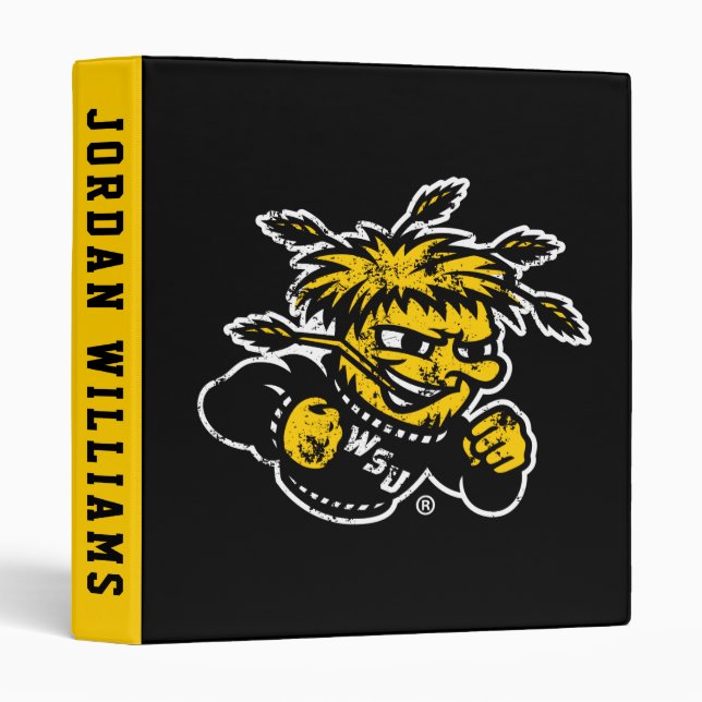 WSU Logo Distressed 3 Ring Binder (Front/Spine)