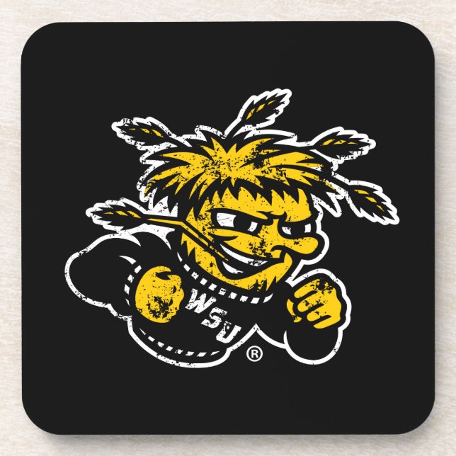 WSU Logo Distressed Beverage Coaster (Front)