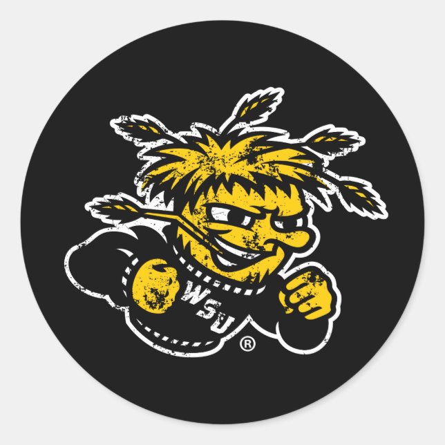WSU Logo Distressed Classic Round Sticker (Front)