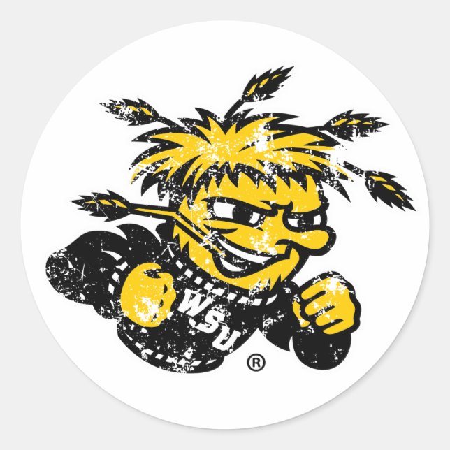 WSU Logo Distressed Classic Round Sticker (Front)