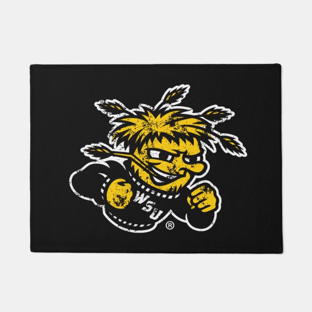 WSU Logo Distressed Doormat (Front)