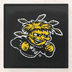WSU Logo Distressed Glass Coaster
