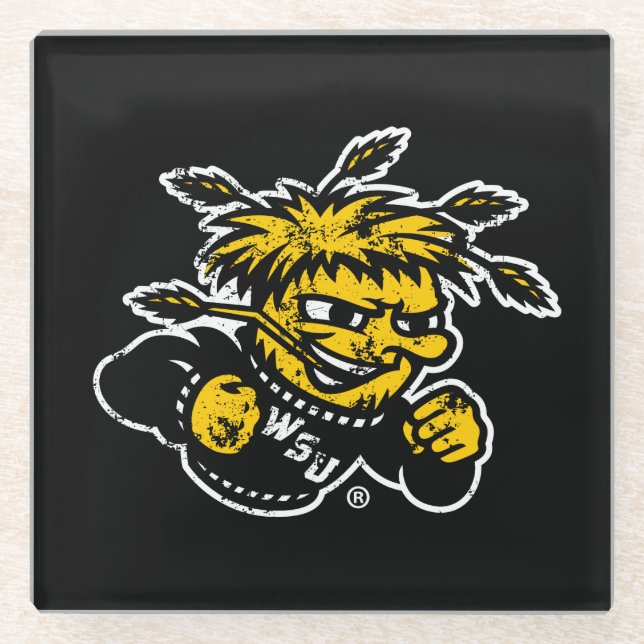 WSU Logo Distressed Glass Coaster (Front)