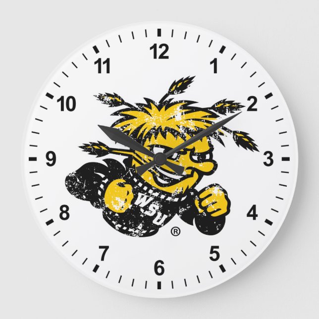WSU Logo Distressed Large Clock (Front)