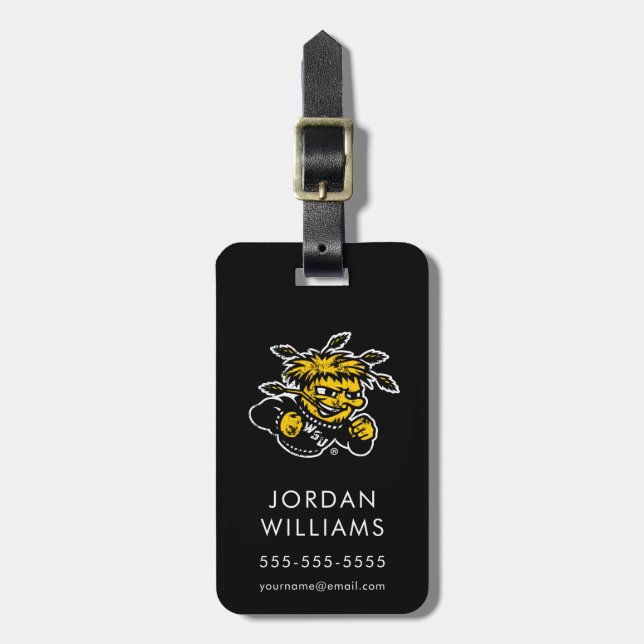 WSU Logo Distressed Luggage Tag (Front Vertical)