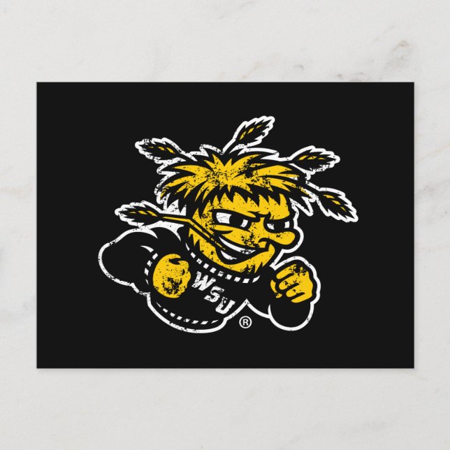 WSU Logo Distressed Postcard (Front)