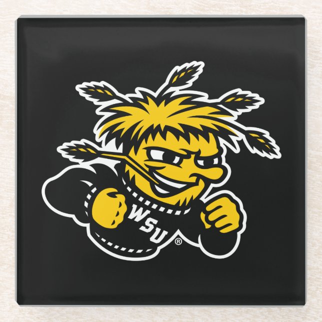 WSU Logo Primary Mark Glass Coaster (Front)