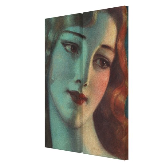 WT Benda Beautiful Art Deco Lady Diptych Canvas Print