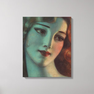 WT Benda Beautiful Art Deco Lady Diptych Canvas Print