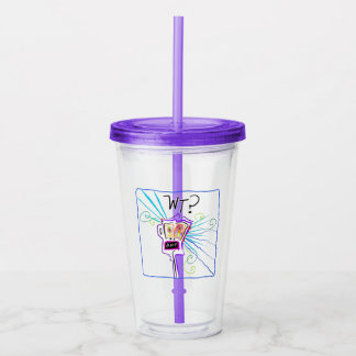 WT? WHAT THE ?? EMOJI Meemogie Acrylic Tumbler