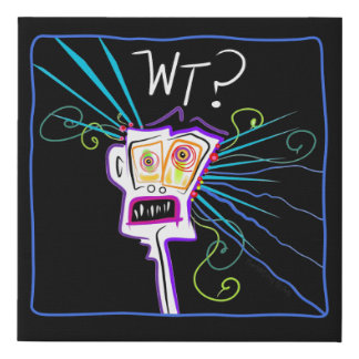 WT? WHAT THE ?? EMOJI Meemogie Faux Canvas Print