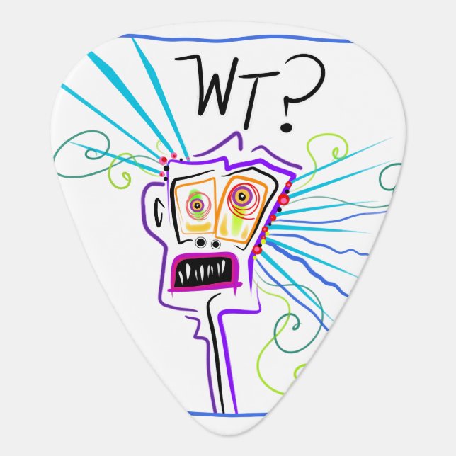 WT? - WHAT THE ?? EMOJI Meemogie Guitar Pick (Front)