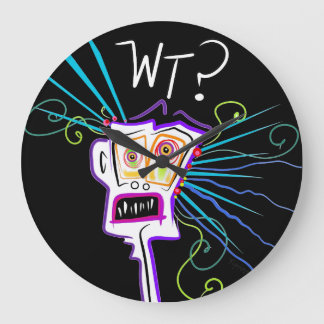 WT? WHAT THE ?? EMOJI Meemogie Large Clock