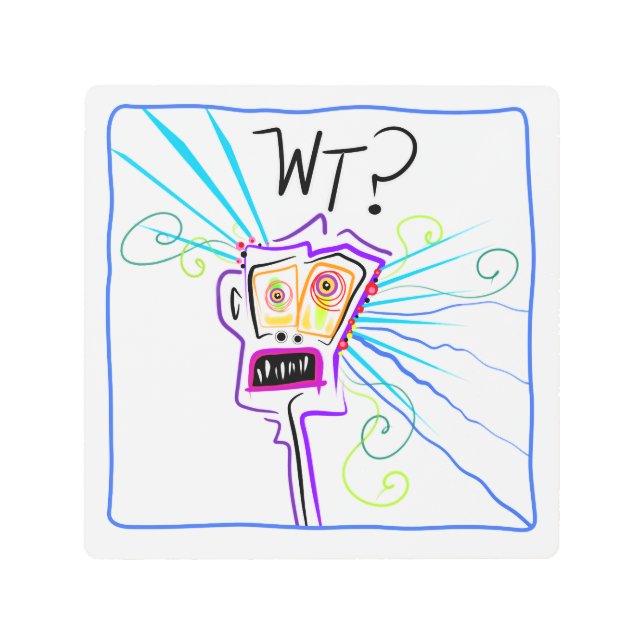 WT? WHAT THE ?? EMOJI Meemogie Metal Print (Front)
