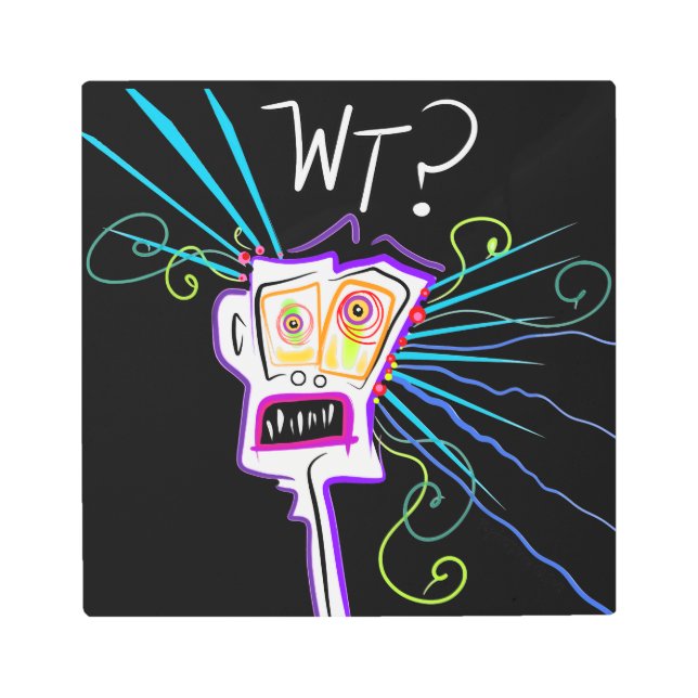 WT? WHAT THE ?? EMOJI Meemogie Metal Print (Front)