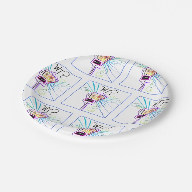 WT? - WHAT THE ?? EMOJI Meemogie Paper Plates (Angled)