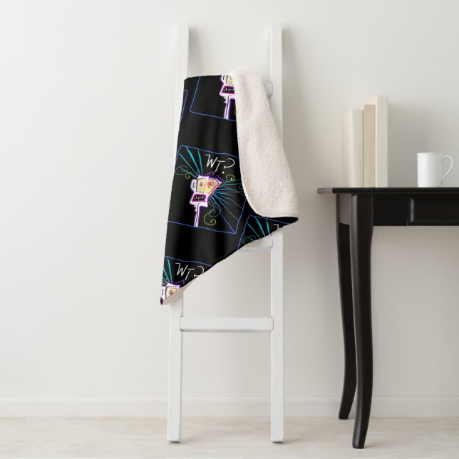 WT? WHAT THE ?? EMOJI Meemogie Sherpa Blanket (In Situ)