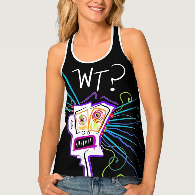 WT? WHAT THE ?? EMOJI Meemogie Tank Top (Front)
