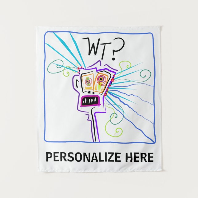 WT? WHAT THE ?? EMOJI Meemogie Tapestry (Front)