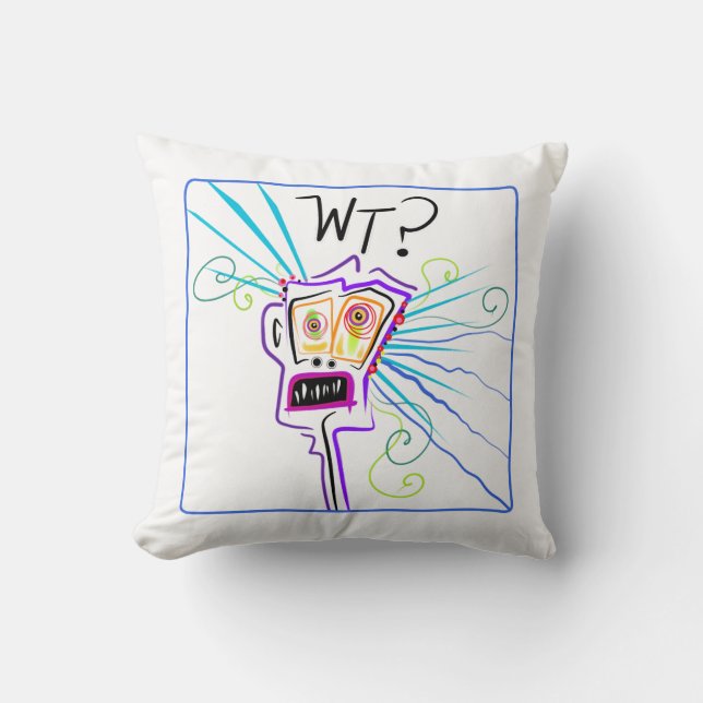 WT? WHAT THE ?? EMOJI Meemogie Throw Pillow (Front)