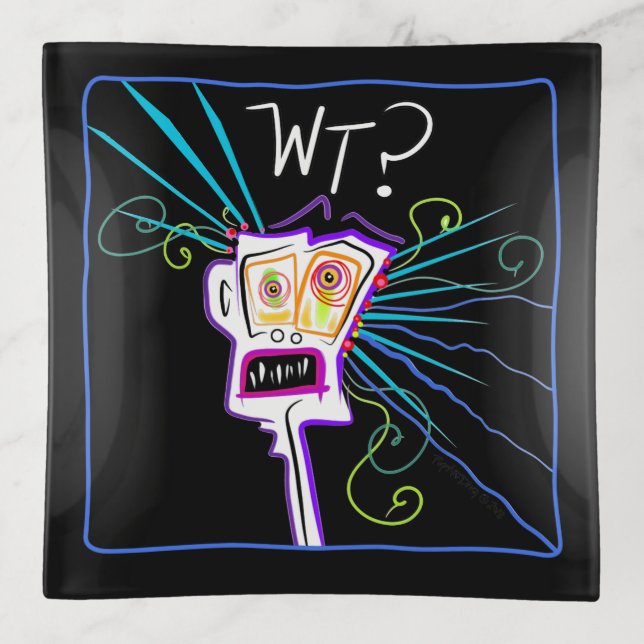 WT? WHAT THE ?? EMOJI Meemogie Trinket Tray (Front)