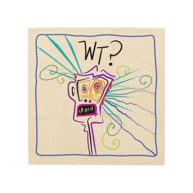 WT? WHAT THE ?? EMOJI Meemogie Wood Wall Art (Front)