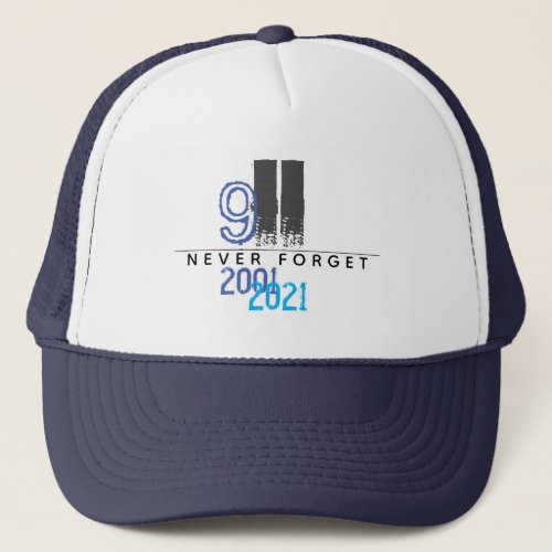 WTC 911 Blue Never Forget 20th Anniversary Trucker Hat