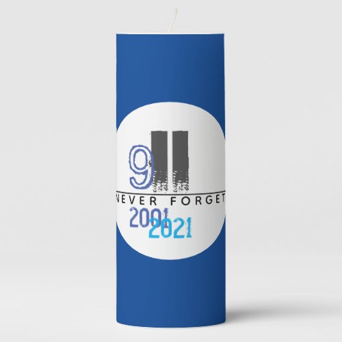 WTC 911 Never Forget Ground Zero 20th Anniversary Pillar Candle