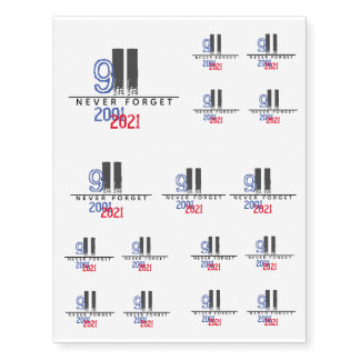 WTC 911 Never Forget Ground Zero 20th Anniversary Temporary Tattoos