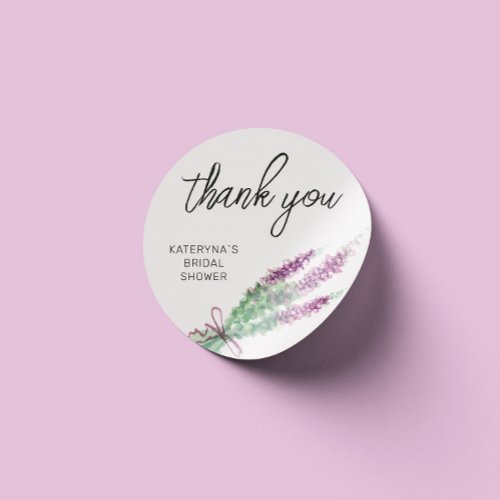 Wtercolor lilac lavender bridal shower Thank You Classic Round Sticker