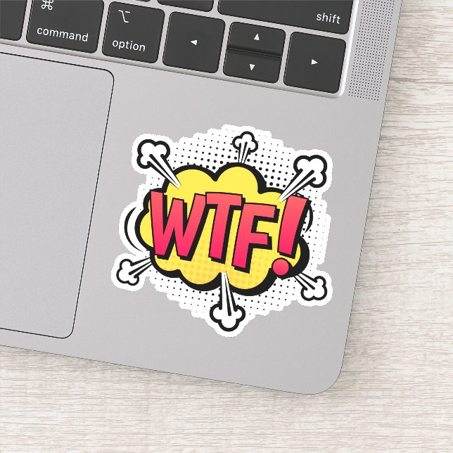 WTF! Comic Retro Pop Art Speech Bubble Laptop Sticker (Detail)