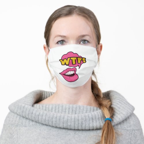 WTF cursing comic fun girl Adult Cloth Face Mask
