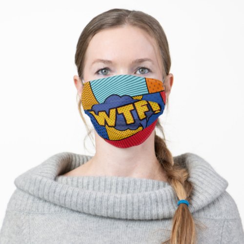 WTF cursing comic pop art  unisex Adult Cloth Face Mask