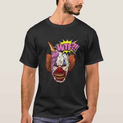 Wtf Evil Clown Face And Ice Cream Graphic   T_Shirt