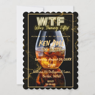 WTF Fifty Men's 50th Birthday Party Download Invitation