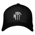 Wtf Lg Oct Fitted Blk Ht Embroidered Baseball Hat at Zazzle