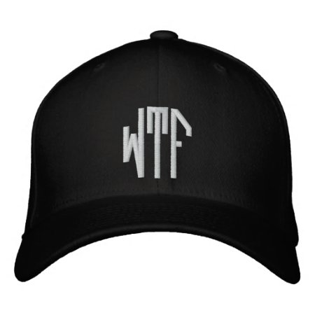Wtf Lg Oct Fitted Blk Ht Embroidered Baseball Hat