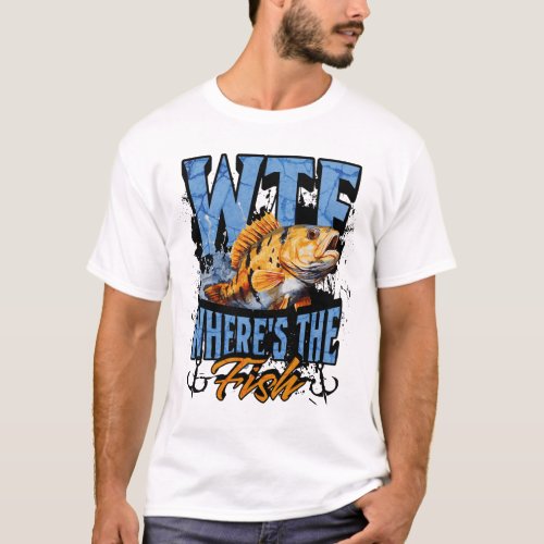 WTF Wheres The Fish Mens Funny Fishing Gifts T_Shirt